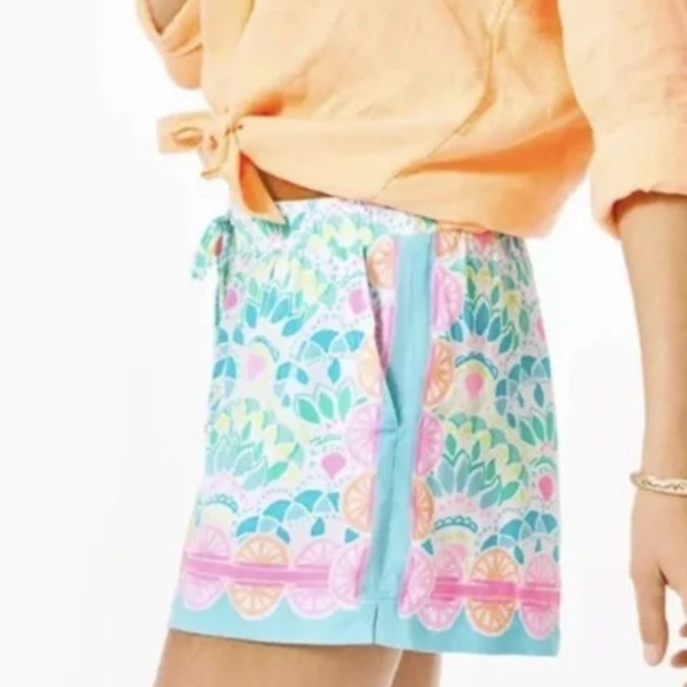 Lilly Pulitzer Pastel Floral Print Skort in Aqua, Pink & Yellow
